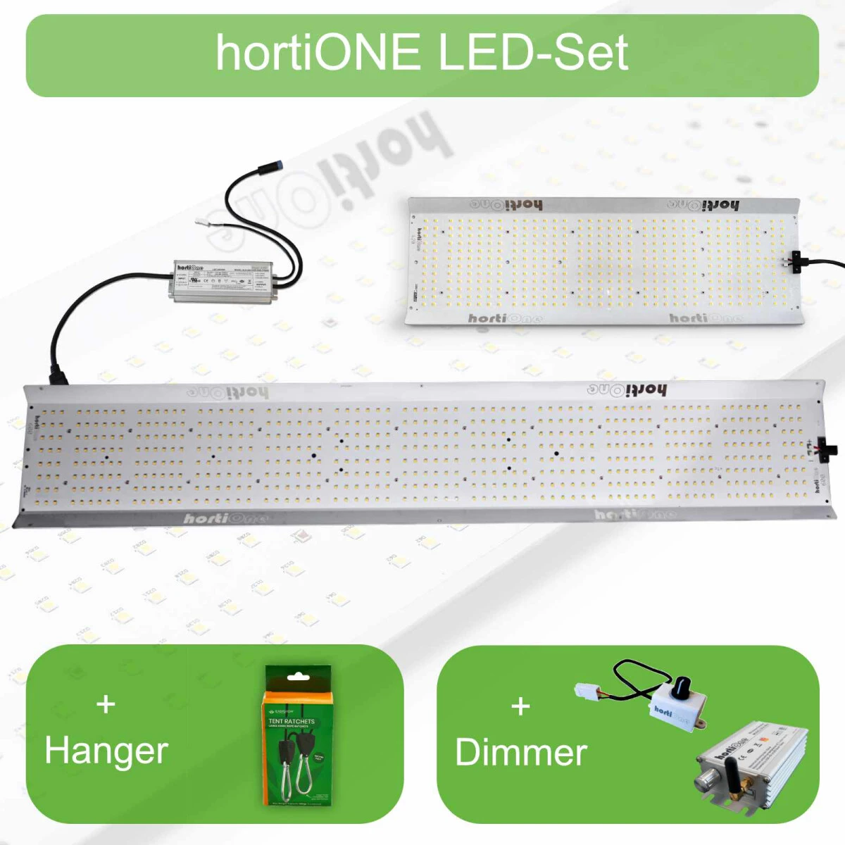 HortiONE LED Set Mit Dimmer Und Aufhängung 1 HortiONE LED Set Mit Dimmer Und Aufhängung
