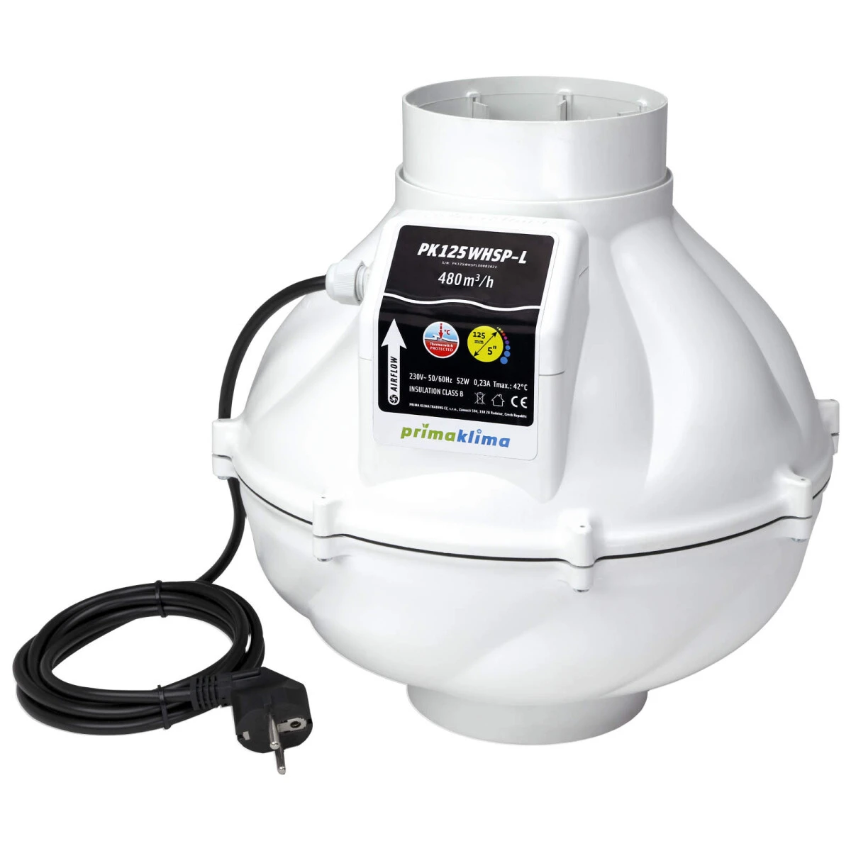 Prima Klima Whisperblower PK125-WHSP-L Mit 480 M³/h 1 Prima Klima Whisperblower PK125-WHSP-L Mit 480 M³/h